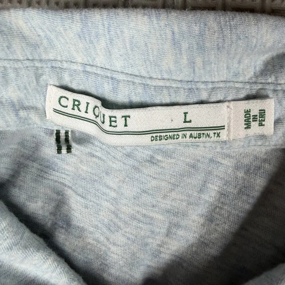Criquet Polo Shirt Mens Sz L Heather Blue Cotton Golf Casual Pocket Performance